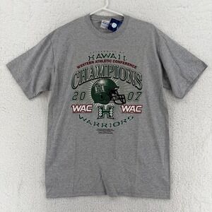 Hawaii Warriors Shirt Mens Medium Gray NCAA Football Hanes 2007 WAC Champions